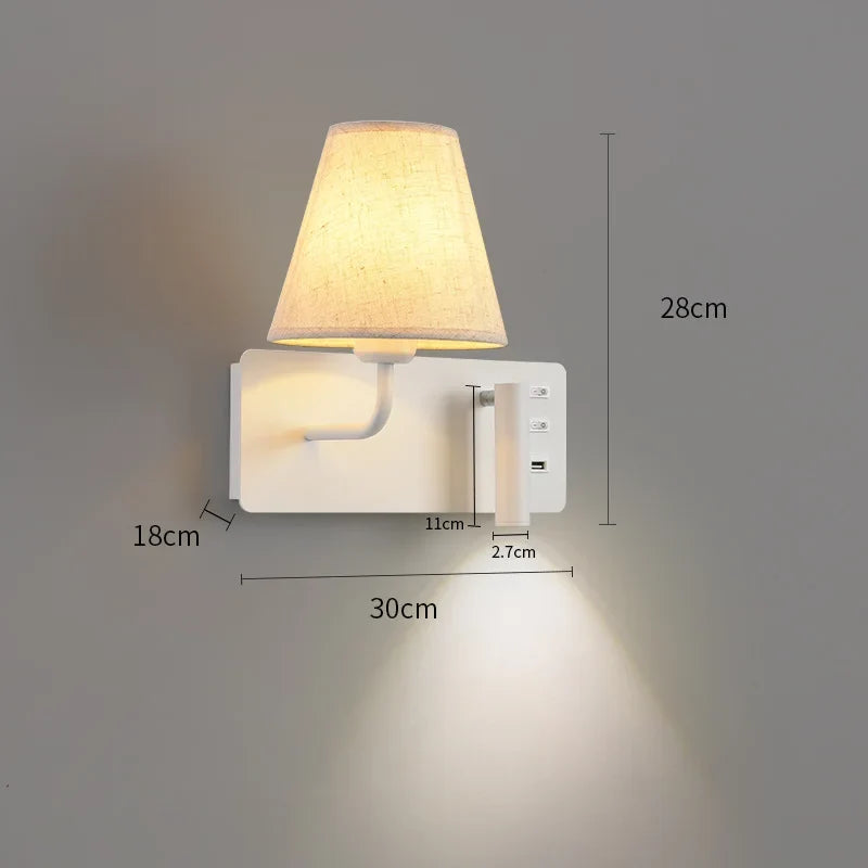 applique murale de lecture à led pour enfants avec interrupteur usb