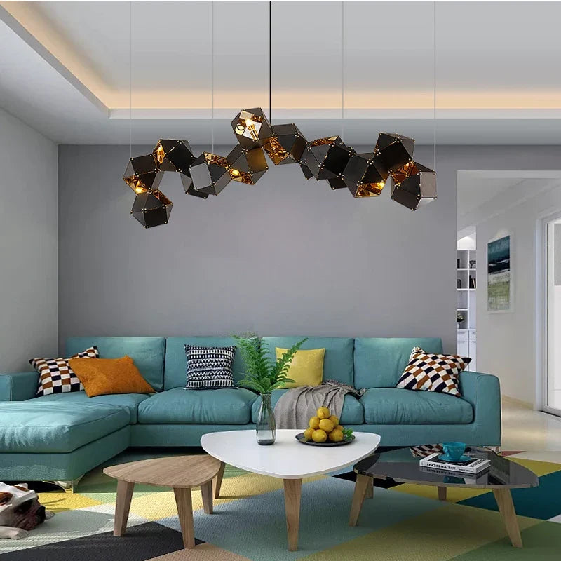 suspension led cube art déco style universel