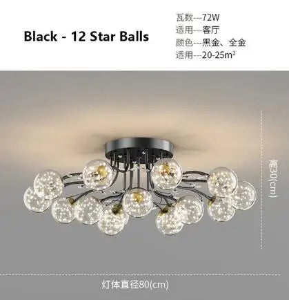 lustre à led en verre bulles design moderne et élégant