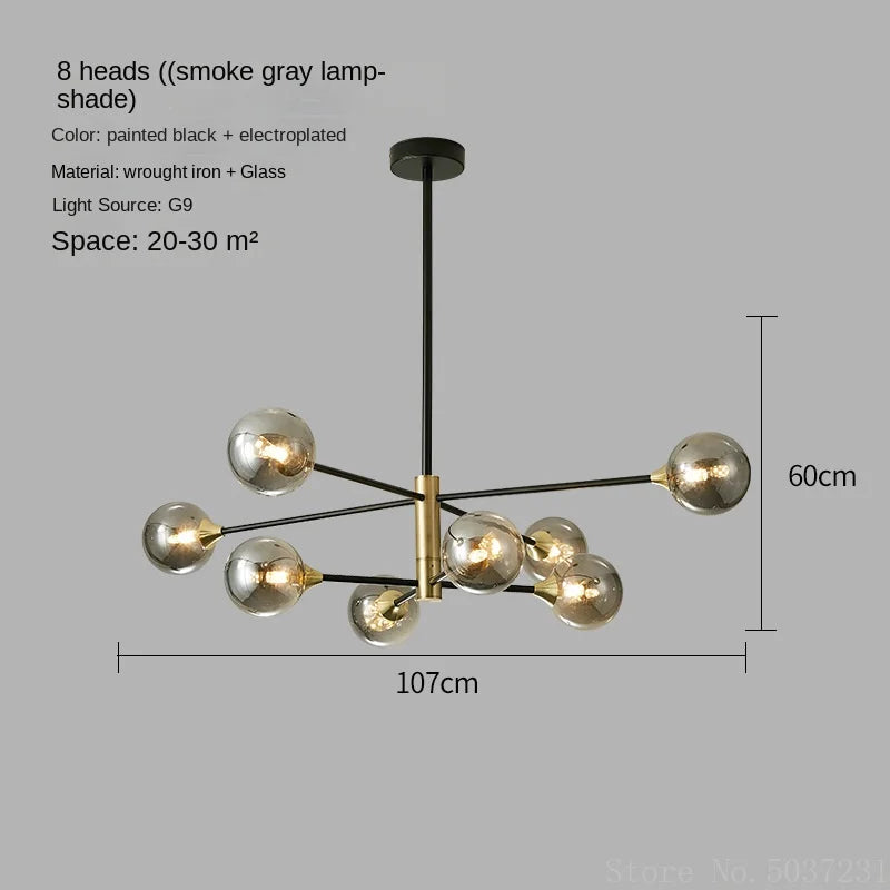 lustre moderne en forme de haricot avec éclairage led suspendu