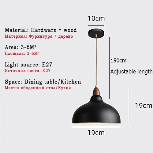 Suspension nordiques lampes suspendues industrielles luminaire d'intérieur pour salon salle à manger cuisine décor noir blanc suspension