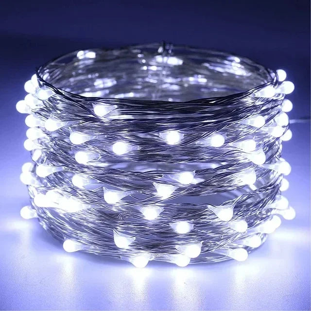 guirlande lumineuse led en fil de cuivre pour décoration festive