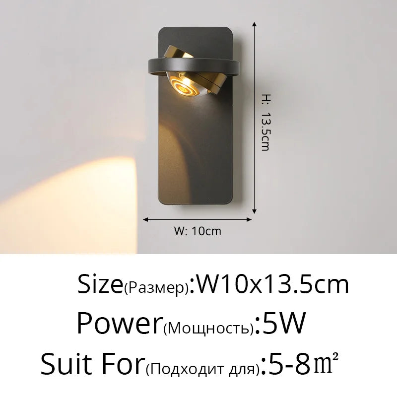 Rotatif 	 moderne applique murale LED lampes noir blanc salon TV fond applique allée lumières projecteur éclairage intérieur décor à la maison