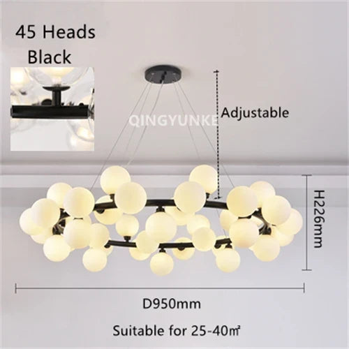 lustre nordique boule de verre led pour décor maison