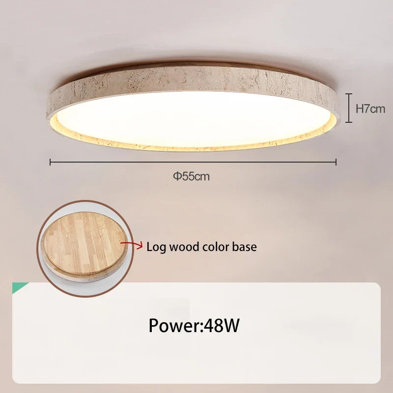 Led plafonnier pierre Downlight monté en Surface rétro luminaires noyer bûche bois couleur chambre salon grande lumière