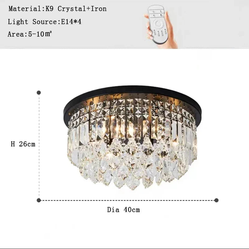 lustre dimmable led en cristal style américain de luxe
