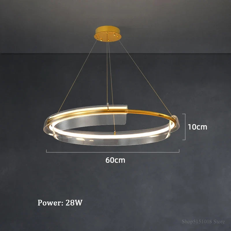 lustre led de luxe simple anneau dimmable pour maison hôtel