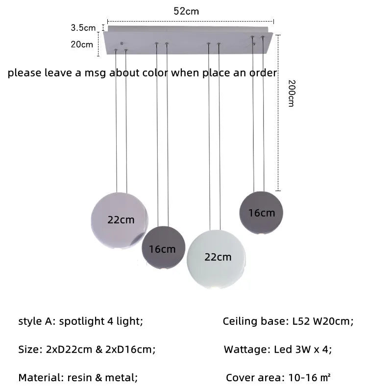 Barre nordique suspension LED lumière moderne canapé goutte lumière ronde résine Lustre lampe suspendue salle à manger suspension LED luminaires