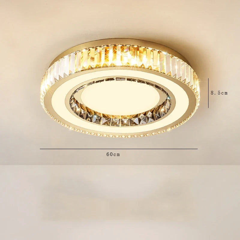 lustre de luxe moderne en verre de cristal led rond