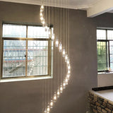 suspension moderne en cristal avec éclairage LED spiralé