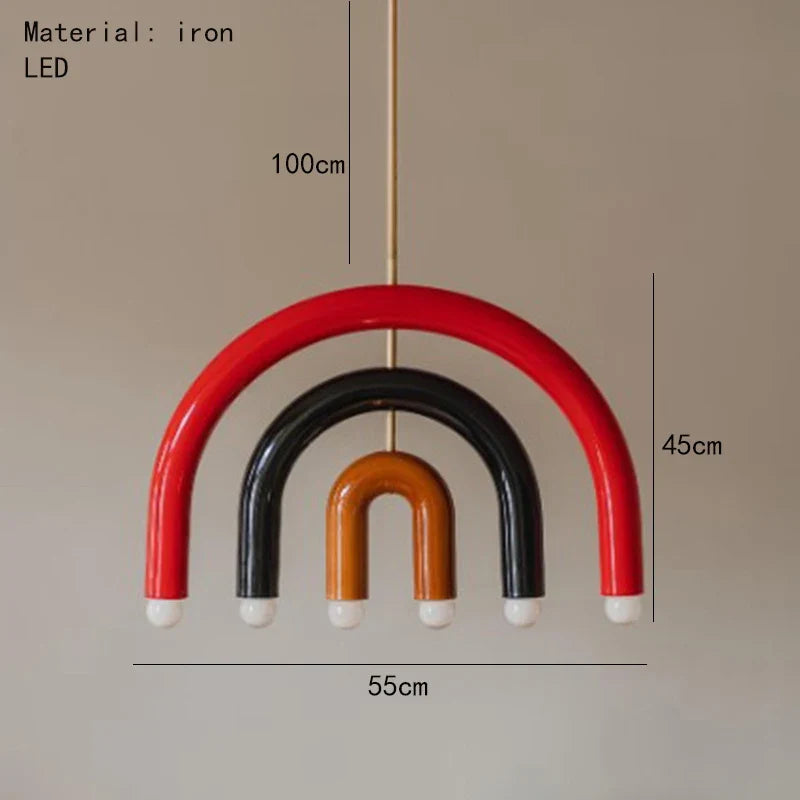 lustre arc-en-ciel métallique fil art déco suspendu réglable