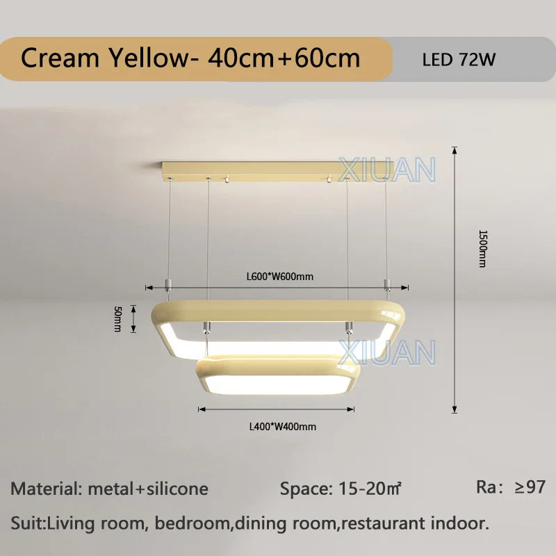 lustre moderne led suspension carrée perle pour maison