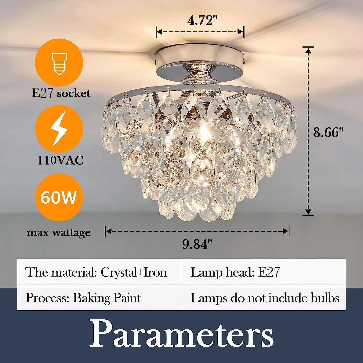 plafonnier moderne en cristal pour intérieur élégant et raffiné