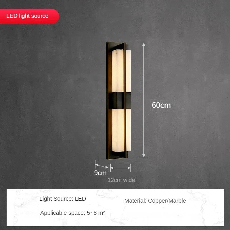 applique murale led en cuivre avec bande de marbre espagnole