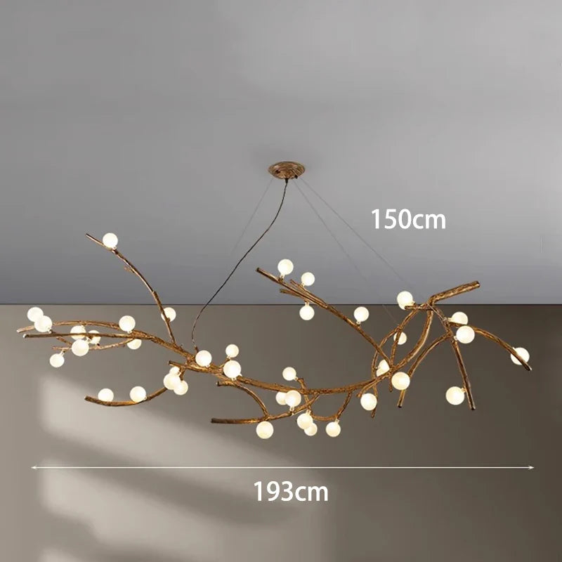 Lustre LED style branche de bois design moderne