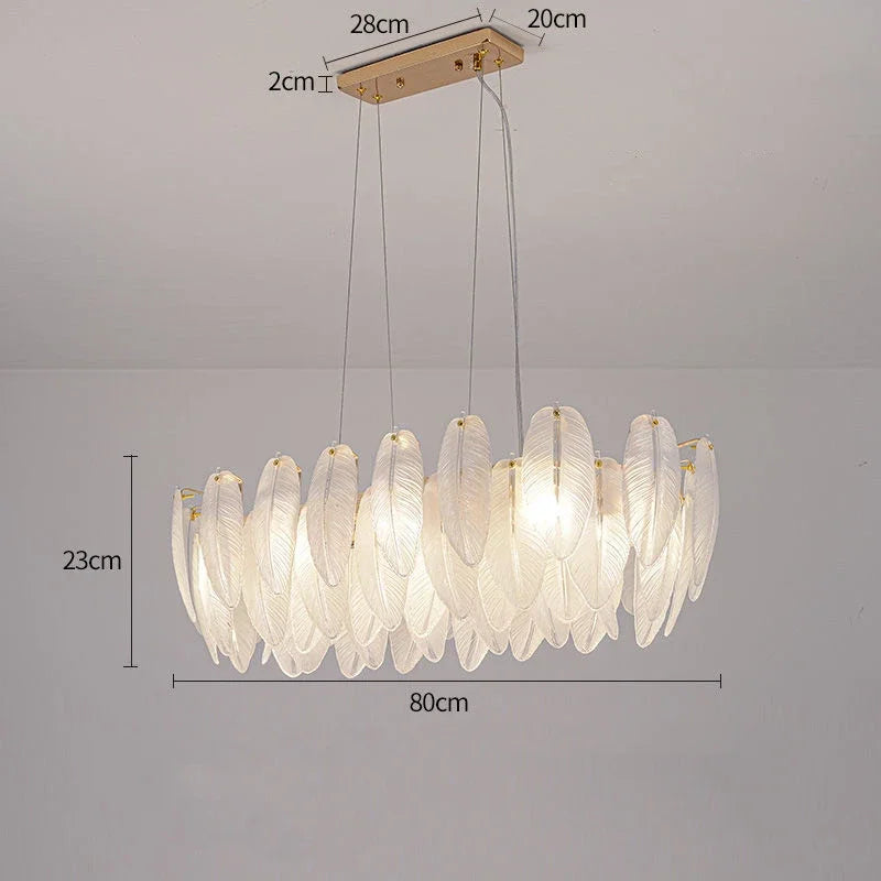 Feather Glass Led Chandelier Pendant Lights Suspension Hanging Lamp for Living Room Bedroom