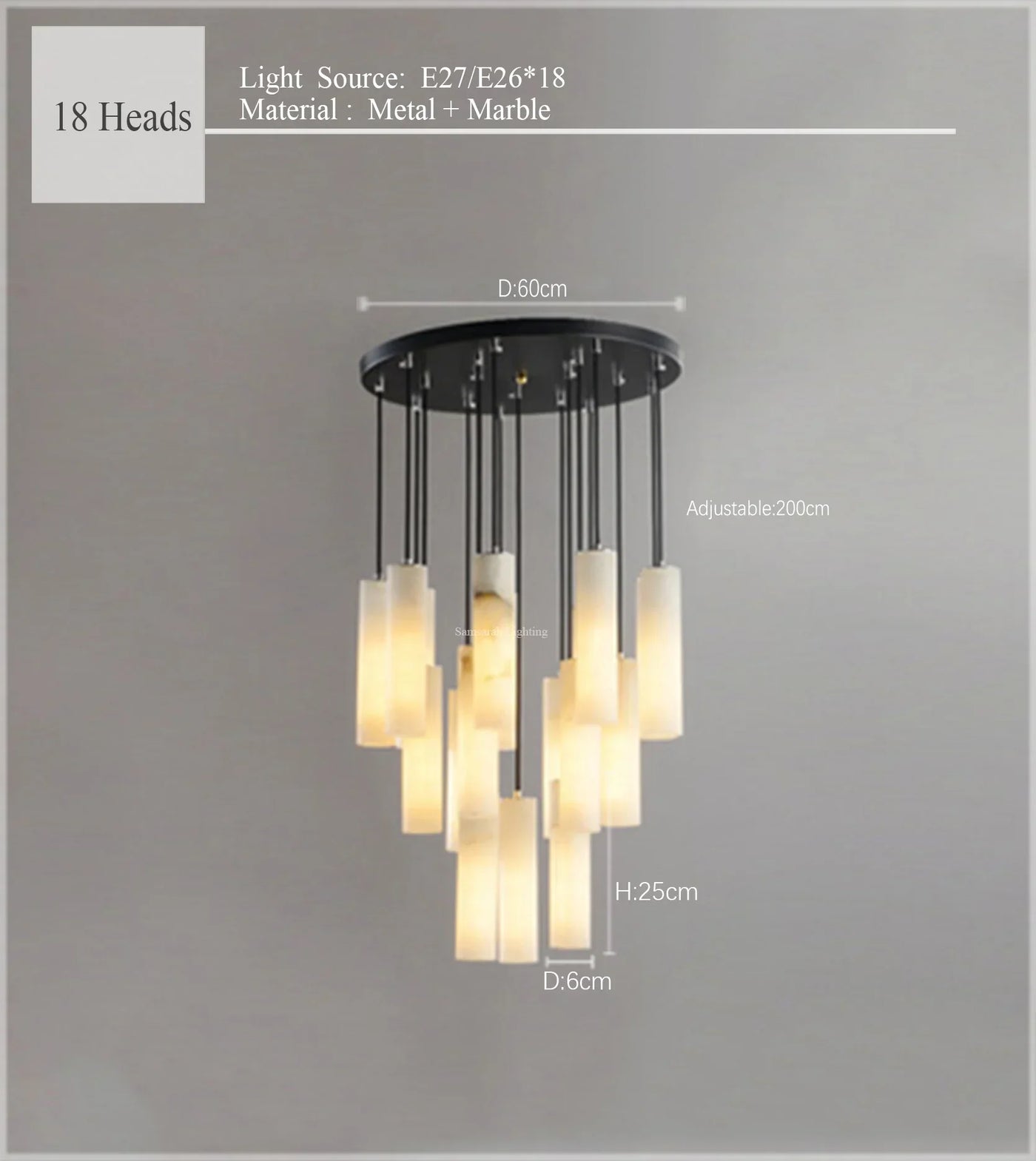 suspension en marbre naturel style nordique pour éclairage moderne
