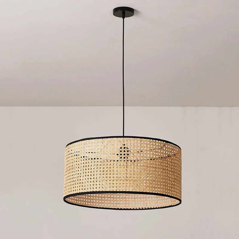 Suspension cannage Style japonais moderne lampe à main en rotin