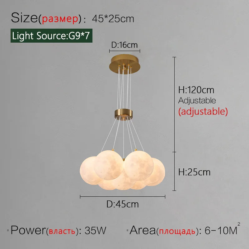 lustre nordique planète lune design bulle led décoration maison