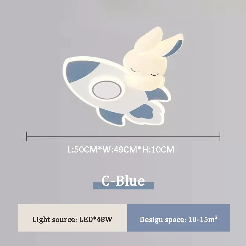 Mignon enfants chambre plafonniers LED blanc lapin lumière Simple dessin animé princesse chambre petite fille chambre décor plafonniers