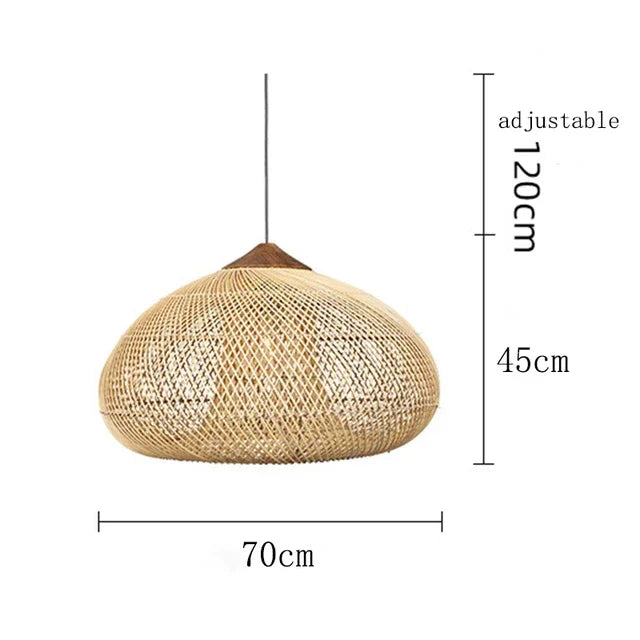 Modern art minimalist retro chandelier suitable for living room, dining room, farmhouse, natural rattan and willow chandelier