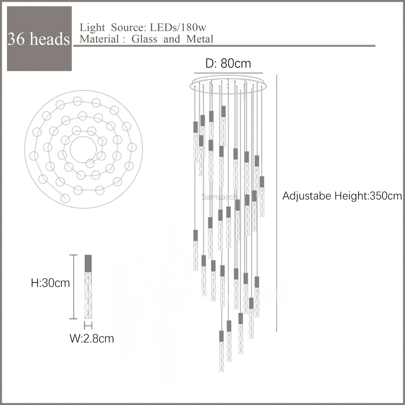 lustre en or lampe d'escalier moderne LED éclairage intérieur en cristal spirale