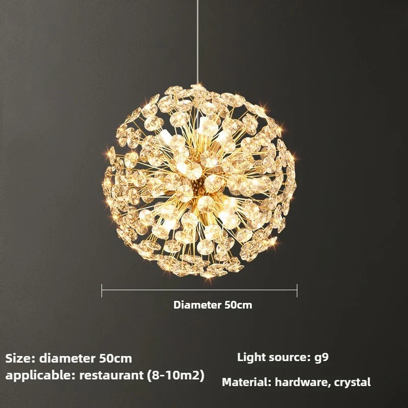 lustre en cristal moderne en forme de pissenlit créatif et atmosphérique