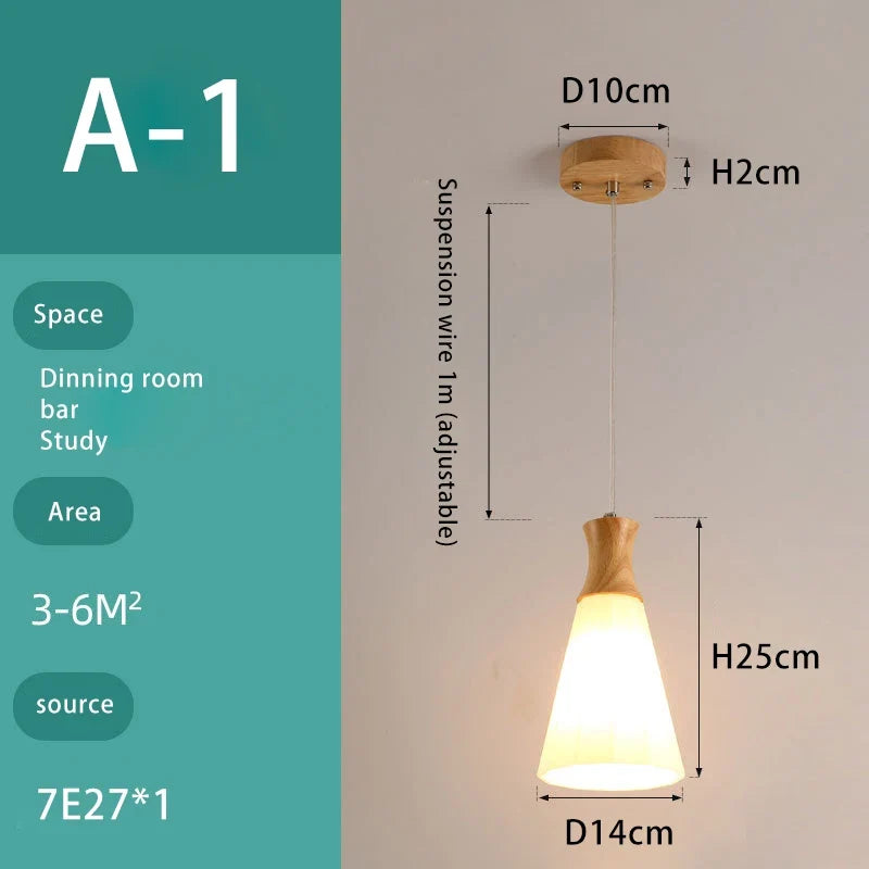 lustre en bois massif et verre luminaire suspendu