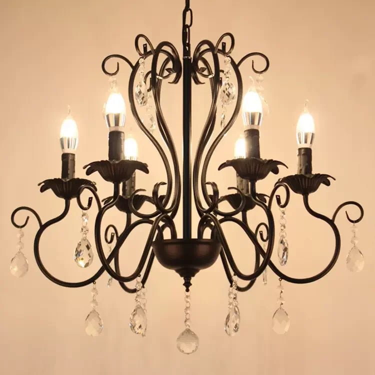 lampe à bougie en fer et cristal de luxe pour décoration intérieure