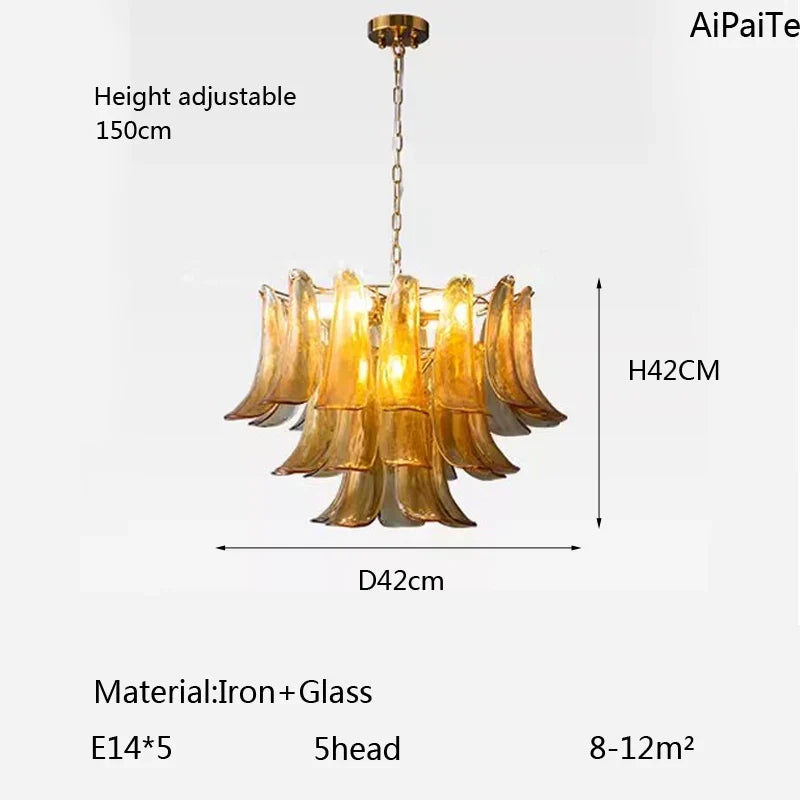 AiPaiTe lustre en verre LED scandinave pour salon salle à manger chambre lustre en verre ambre vintage américain