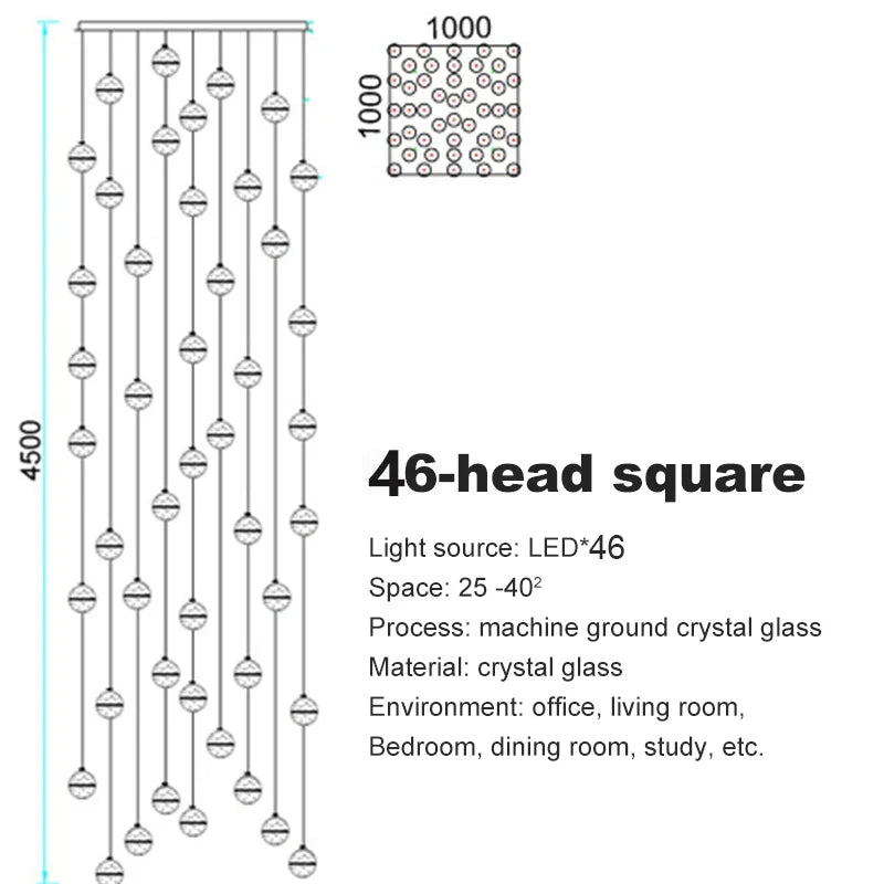 lustre en cristal moderne avec boule tournante led suspendue