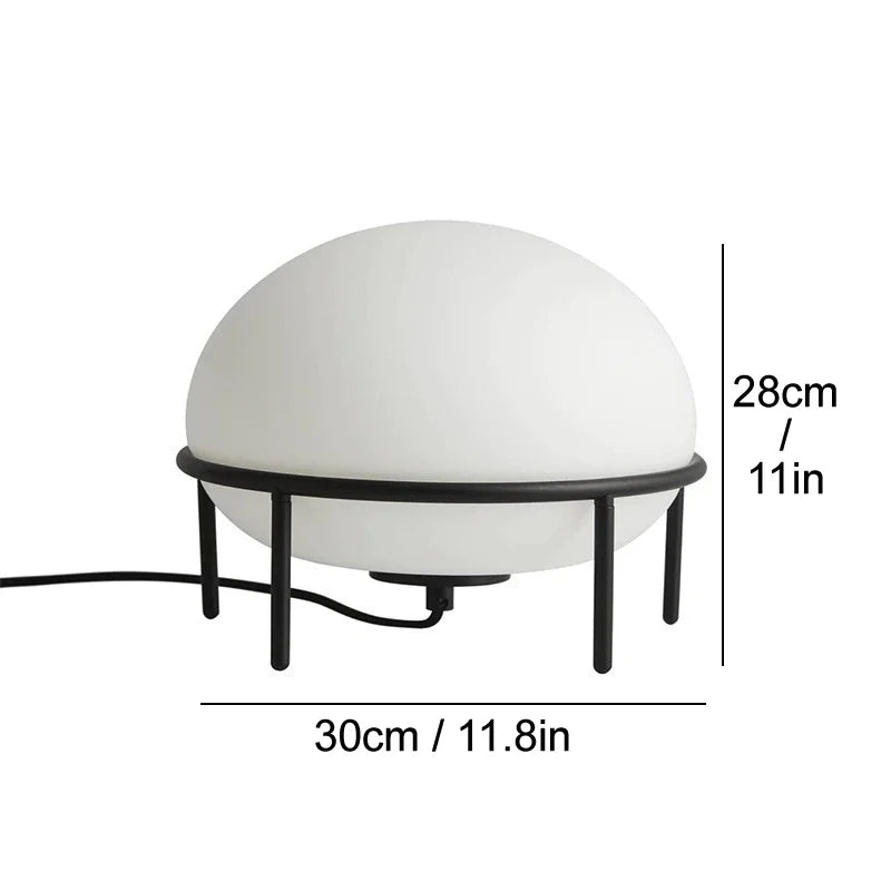 Demark Table Lamp Artistic White Glass Ball Desk Light for Bedroom Living Room