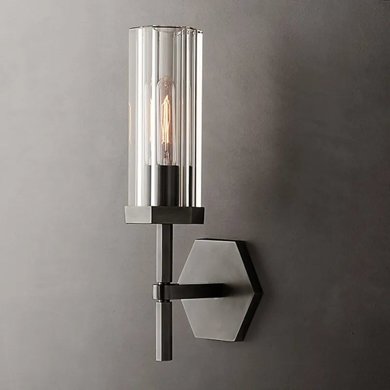 applique murale led de luxe américaine avec abat-jour en cristal et métal doré