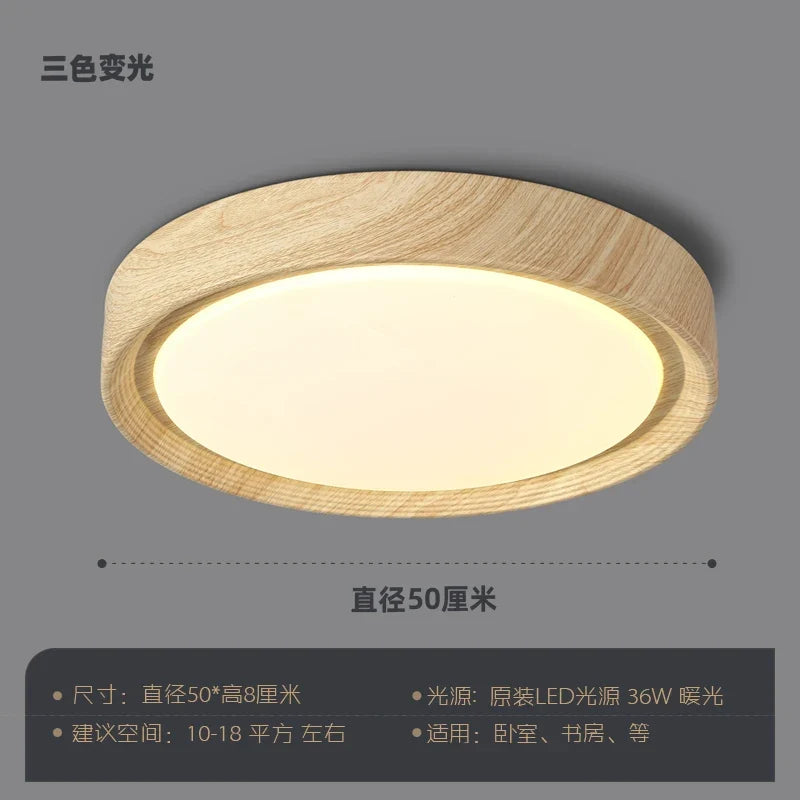 plafonnier led design nordique en bois et fer décoratif