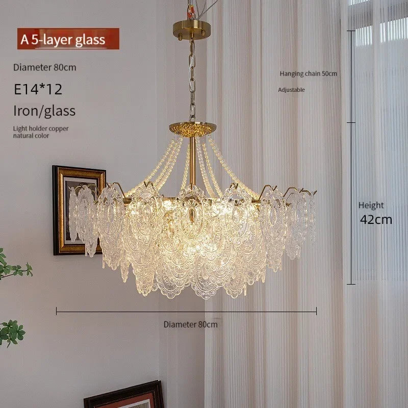 suspension moderne en verre clair style français luxe