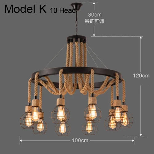suspension rustiques industrielles avec corde pour intérieur