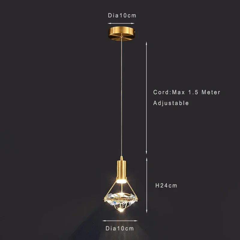 suspension moderne en cristal réglable pour intérieur élégant