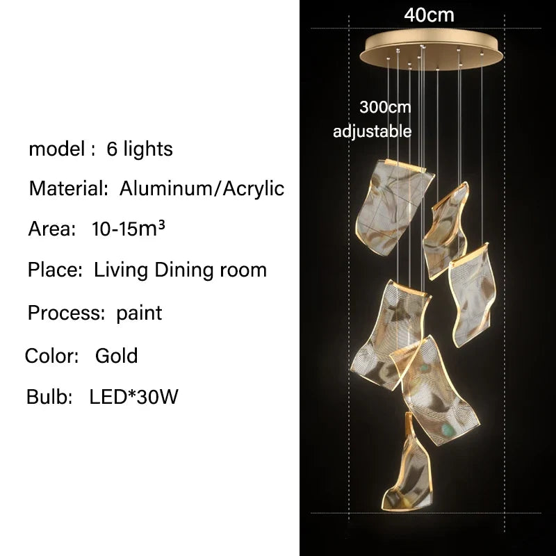Nordic Modern Luxury Attic Chandelier Living Room Dining Room Dining Table Chandelier Hotel Lobby Staircase Hanging Chandelier