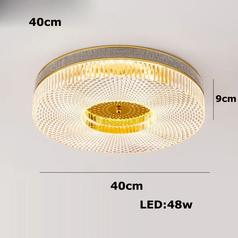 plafonnier led moderne à intensité variable en cristal doré argenté