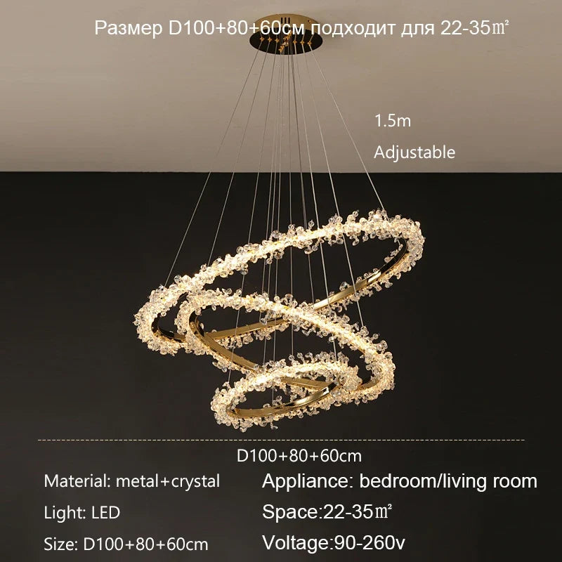 lustre moderne en cristal de luxe suspension décorative