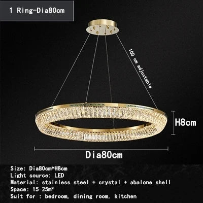 lustre moderne en cristal et cuivre trois couches éclairage intérieur