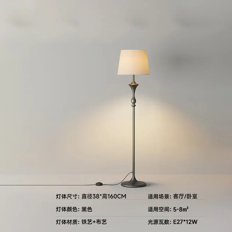 Integrated Floor Lamp with Storage Rack, Coffee Table, LED Living Room Sofa, Bedroom Corner, American Retro Floor Lamp