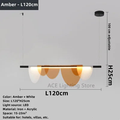 Lustre acrylique moderne nordique Led en verre coloré