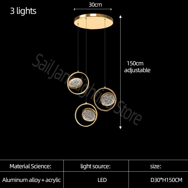 lustre minimaliste deluxe en anneau led pour villa