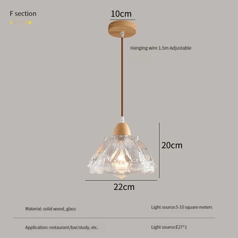 lustre nordique led suspendu moderne en bois et verre