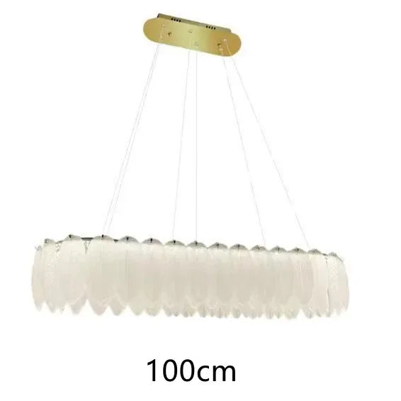 lustre led nordique en verre cristal et plumes décoratif d'intérieur