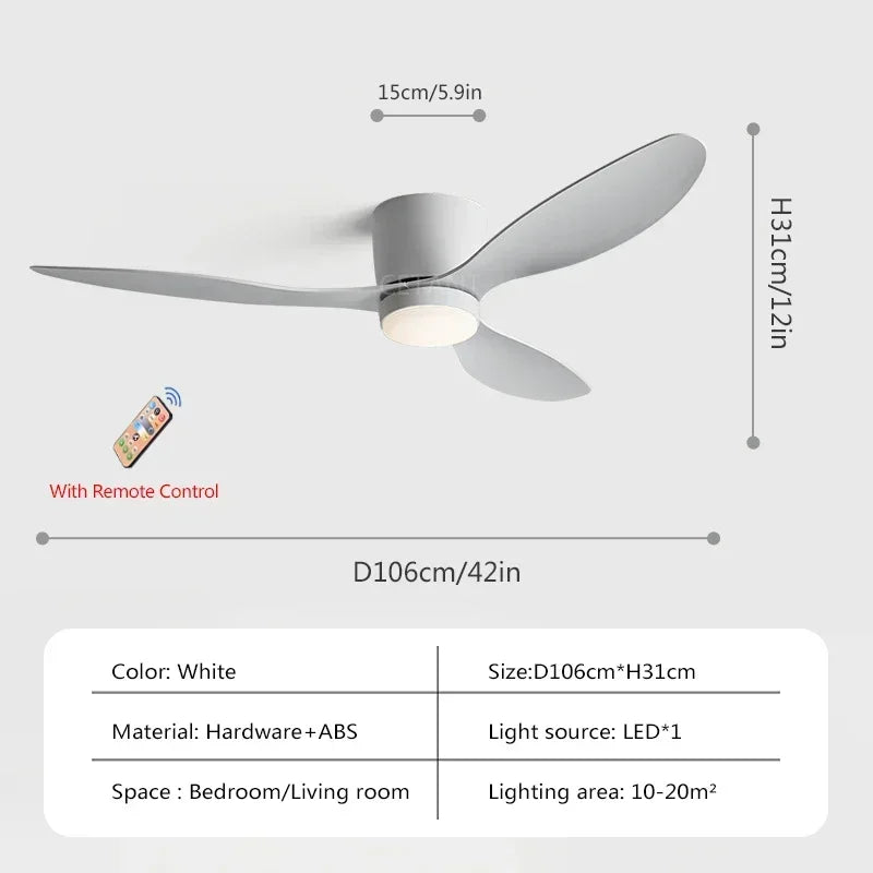 plafonnier ventilateur lumineux avec télécommande design nordique