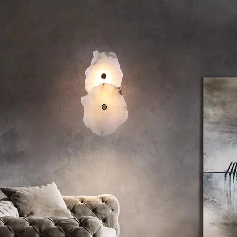 Applique murale moderne en laiton LED longue lampe en marbre naturel 	 de luxe éclairage applique chambre salon salle à manger couloir lumière
