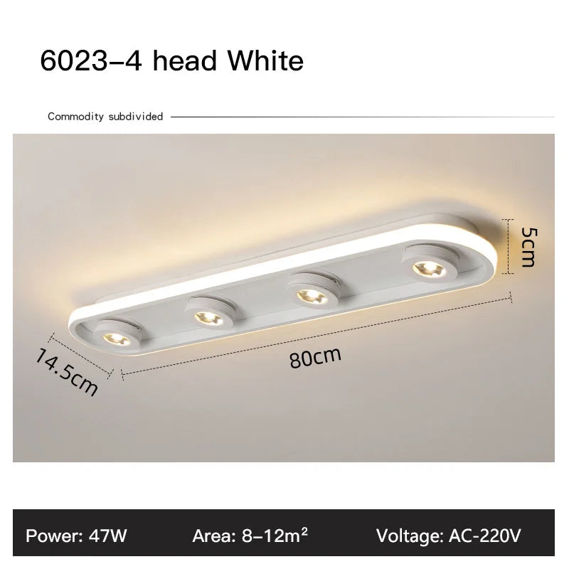Acrylic Strip LED Chandelier With Spotlight, Used For Living Room, Bedroom, Lighting Fixtures, Kitchen Decoration, Black