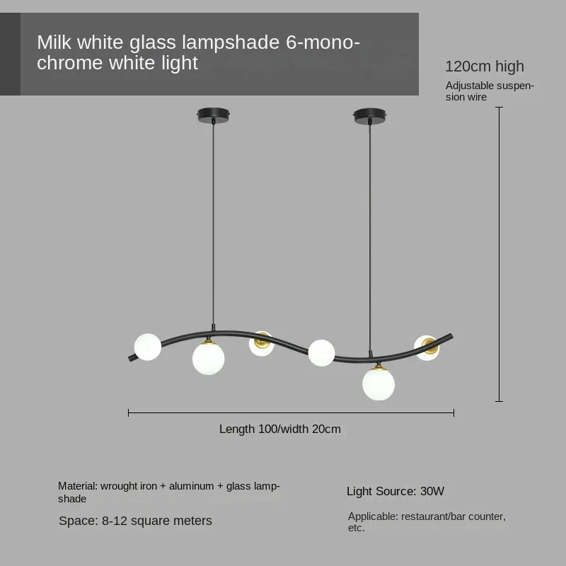 lustre en verre noir style nordique moderne pour restaurant et bar
